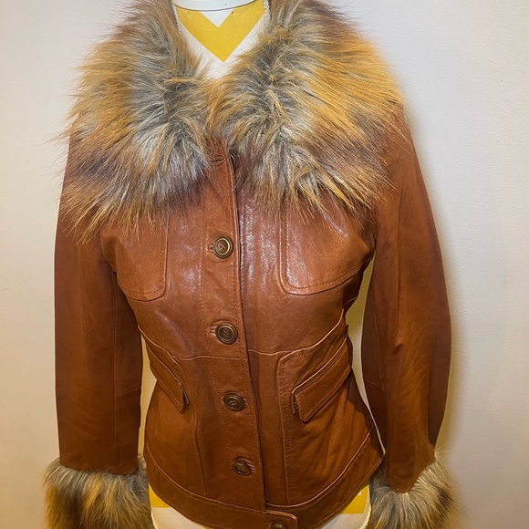 Rachael Zoe Caramel Brown Leather Jacket - Picture 4 of 6